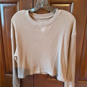 Abercrombie & Fitch Beige Waffle Knit Sweatshirt
